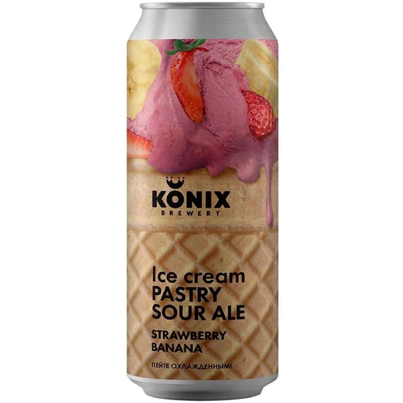 Пивной напиток Konix Brewery Айс Крим клубника-банан нефильтрованный, 450мл