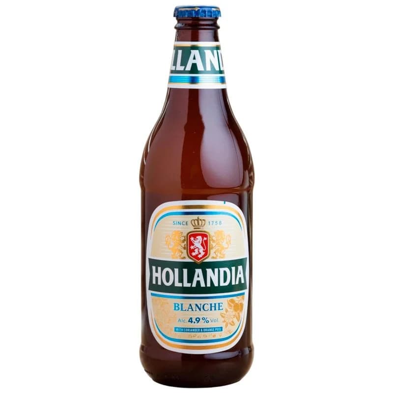 Пивной напиток Hollandia Blanche нефильтрованный осветленный пастеризованный, 450м